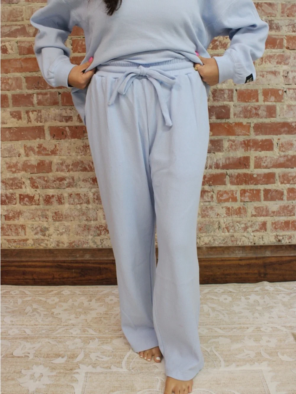 Lulu Mac Light Blue Waffle Knit Pants